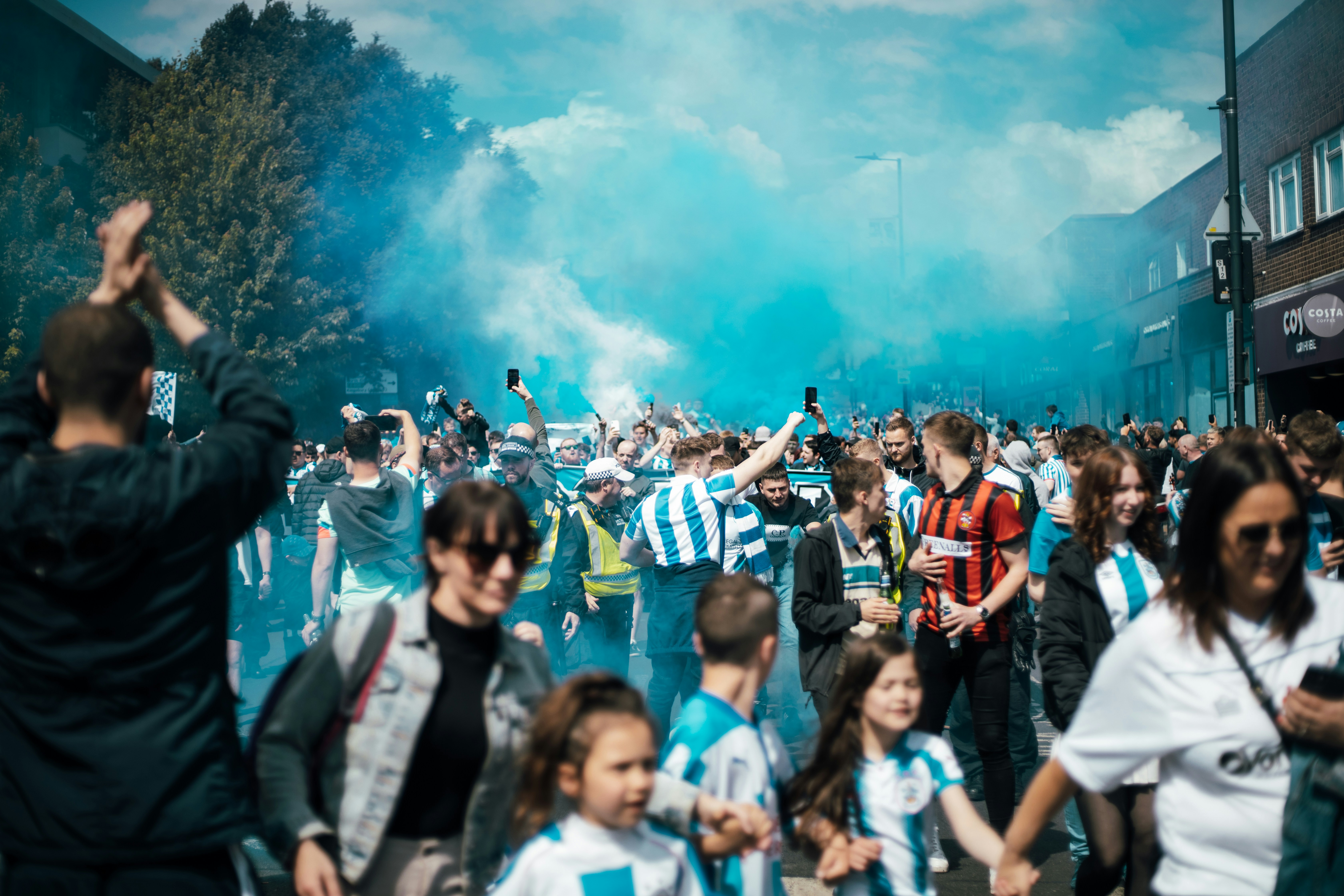 Soccer fans celebrating